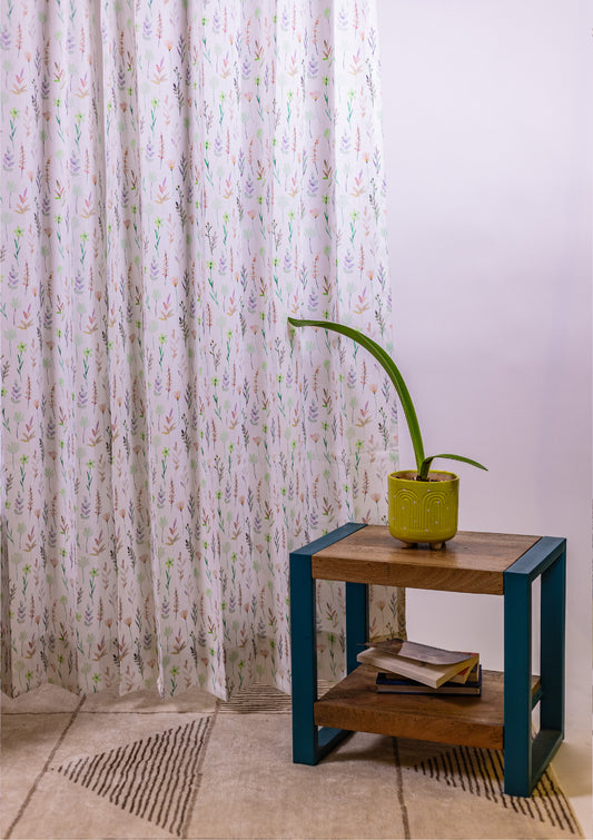 Peach Watercolor Bay Leaf Print Curtains for Doors & Windows Main