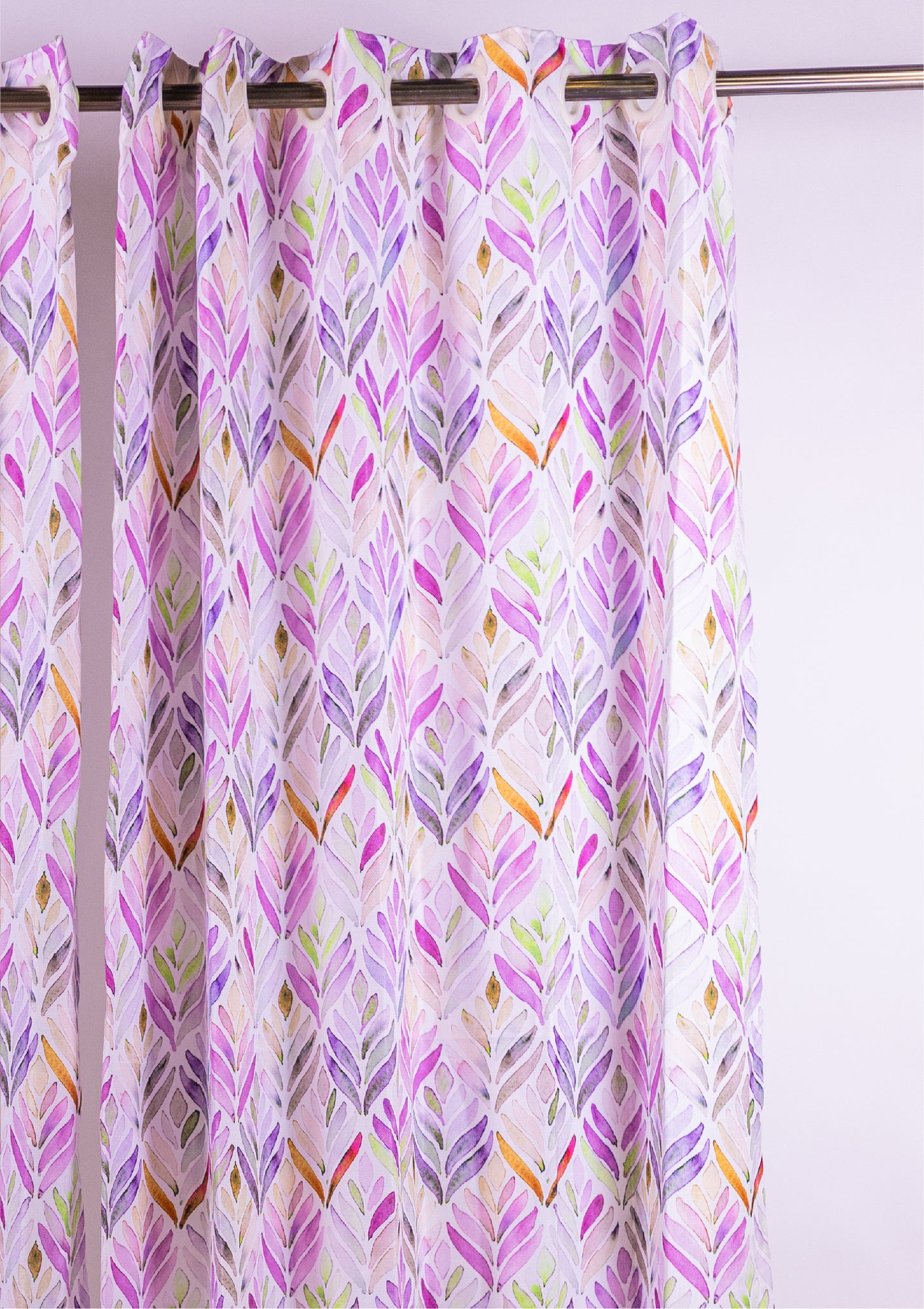 Purple Color Curtain Watercolor Design Petals Print Curtain for Doors, Curtain for Window Polyester Curtain Fabric