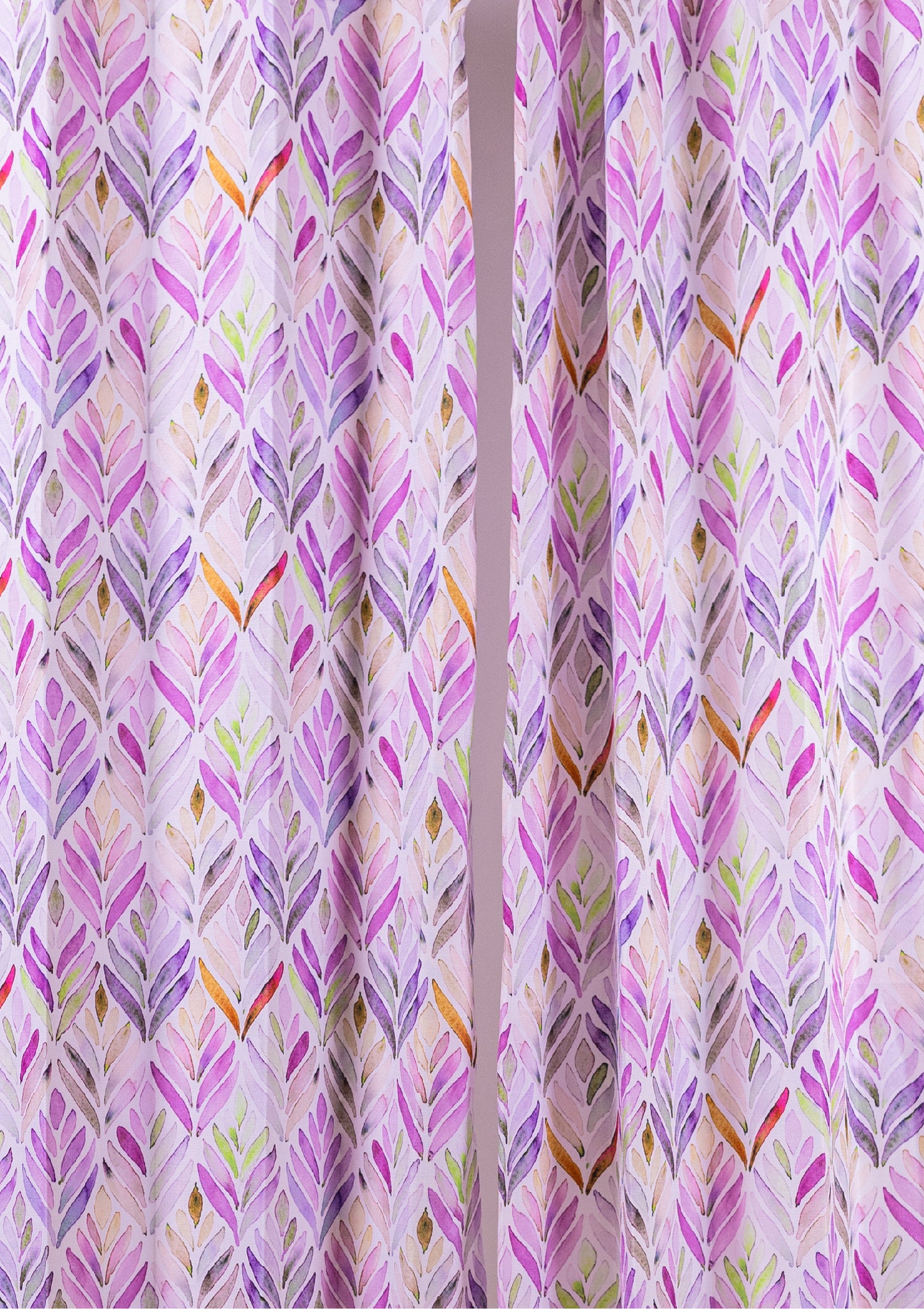 Purple Color Curtain Watercolor Design Petals Print Curtain for Doors, Curtain for Window Polyester Curtain Fabric