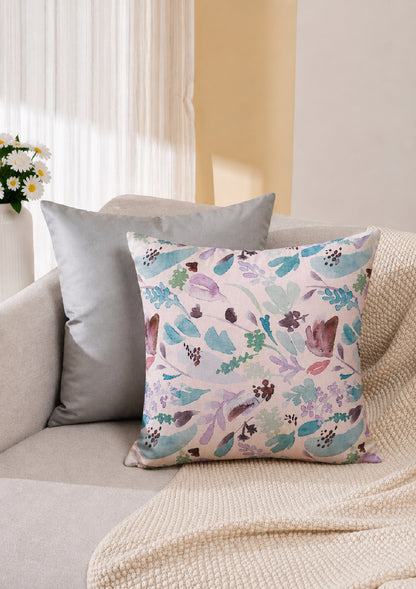 Blue Watercolor Flower Printed Cushion Cover for Living Room