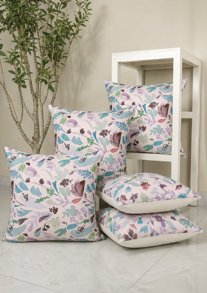 Blue Watercolor Flower Printed Cushion Cover for Living Room