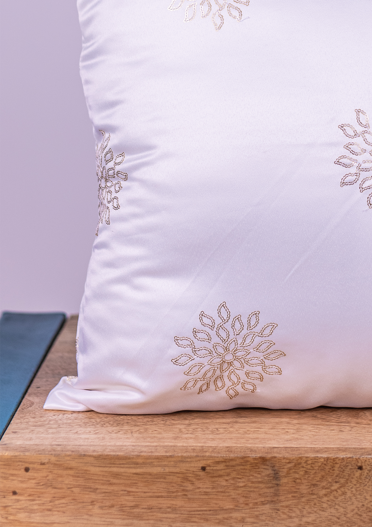 White Snowflake Embroidered Cushion Cover for Sofa & Bed
