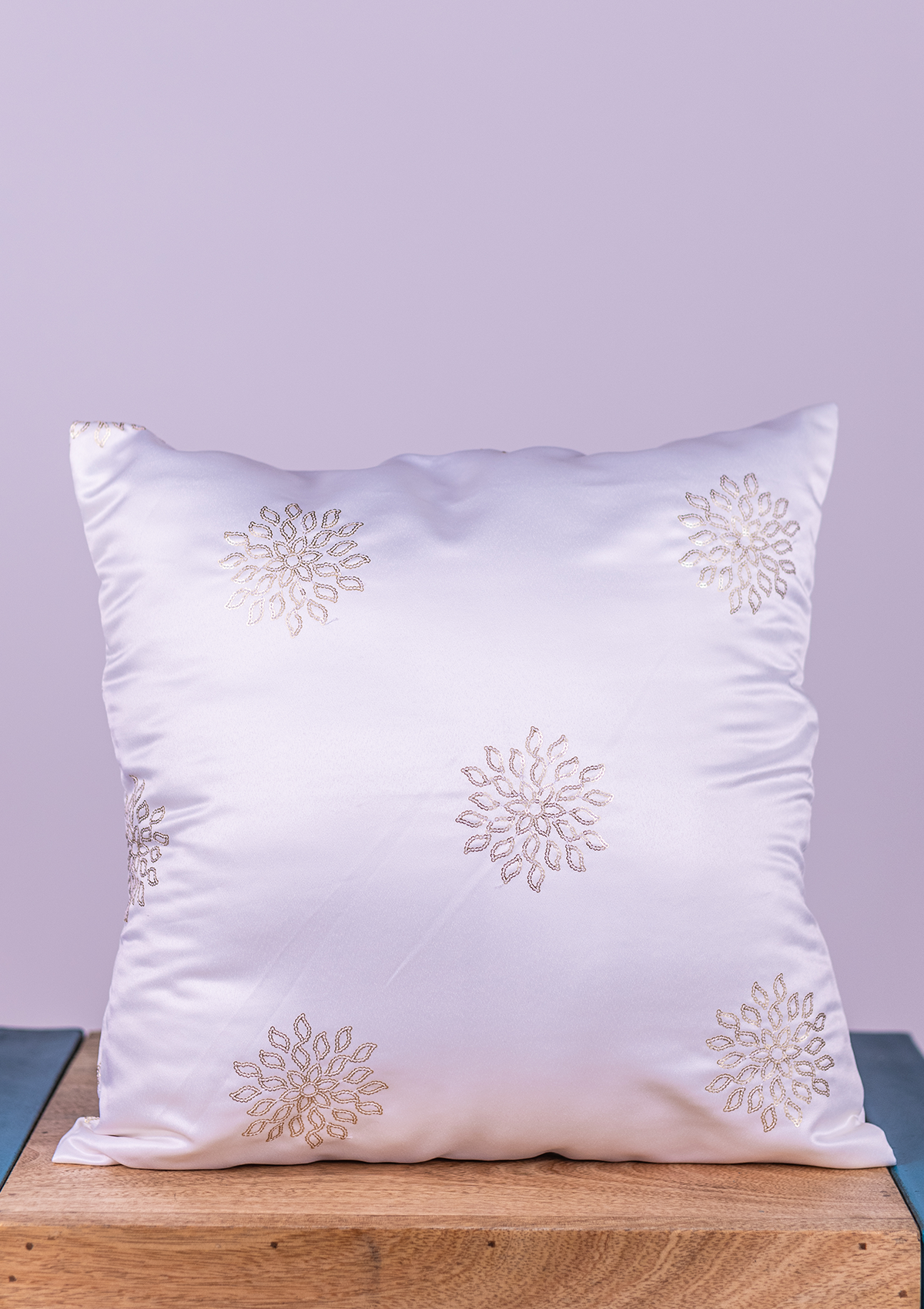White Snowflake Embroidered Cushion Cover for Sofa & Bed