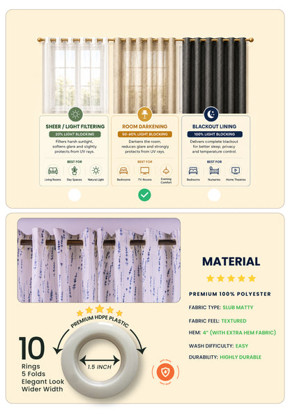 Blue Color Curtain Watercolor Design Crocus Print Curtain for Doors, Curtain for Window Polyester Curtain Fabric