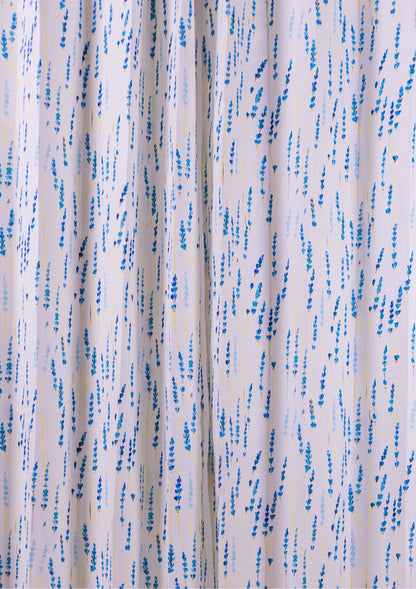 Blue Color Curtain Watercolor Design Bajra Print Curtain for Doors, Curtain for Window Polyester Curtain Fabric