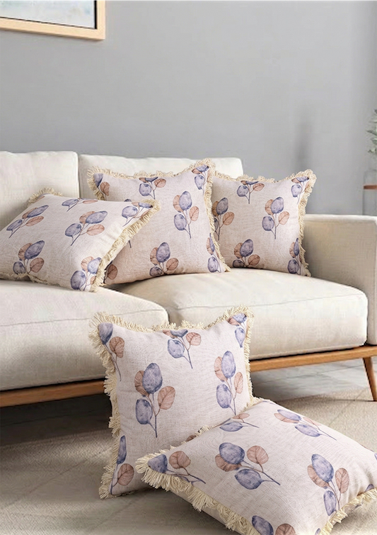 Blue Pink Leaf Lace Cushion Cover for Sofa & Bed