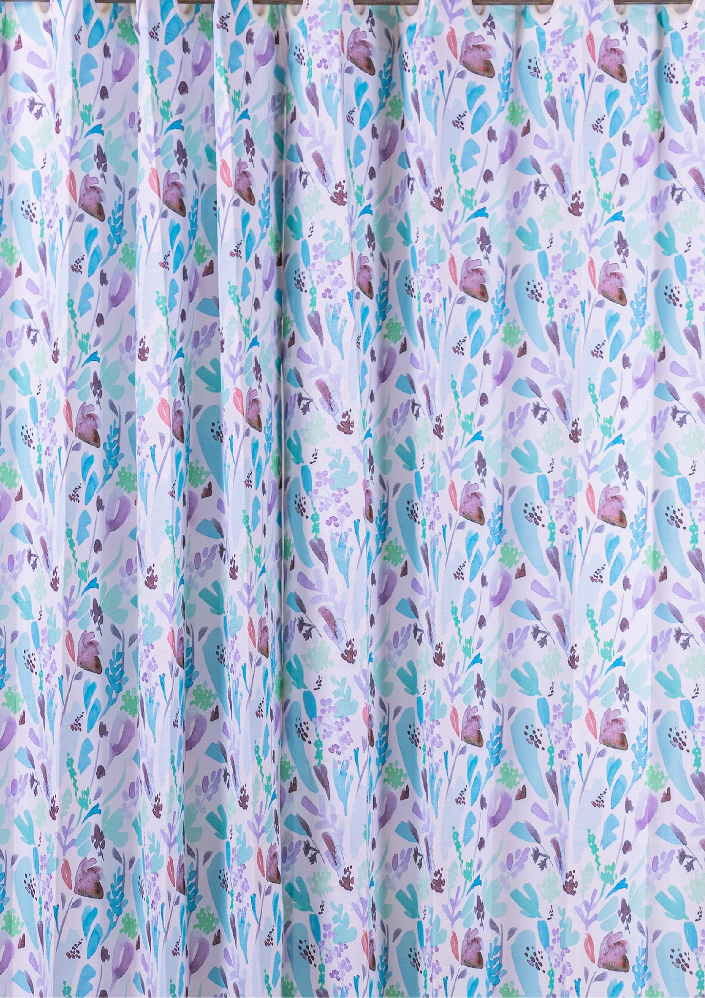 Blue Color Curtain Watercolor Design Leaf Print Curtain for Doors, Curtain for Window Polyester Curtain Fabric