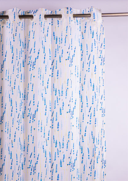 Blue Color Curtain Watercolor Design Bajra Print Curtain for Doors, Curtain for Window Polyester Curtain Fabric closup 