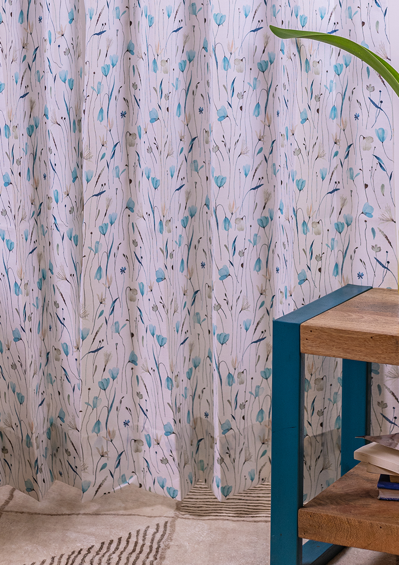 Blue Watercolor Crocus Curtains for Doors & Windows zoom 