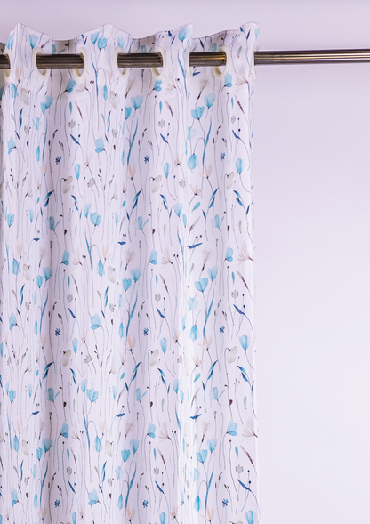 Blue Watercolor Crocus Curtains for Doors & Windows zoom rings