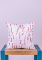 Cherry Red Long Leaf Printed Cushion Cover for Living Room