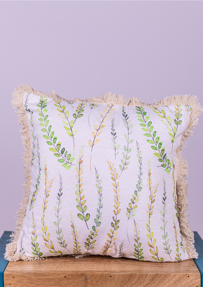 Green Long Leaf Lace Cushion Cover for Modern Decor
