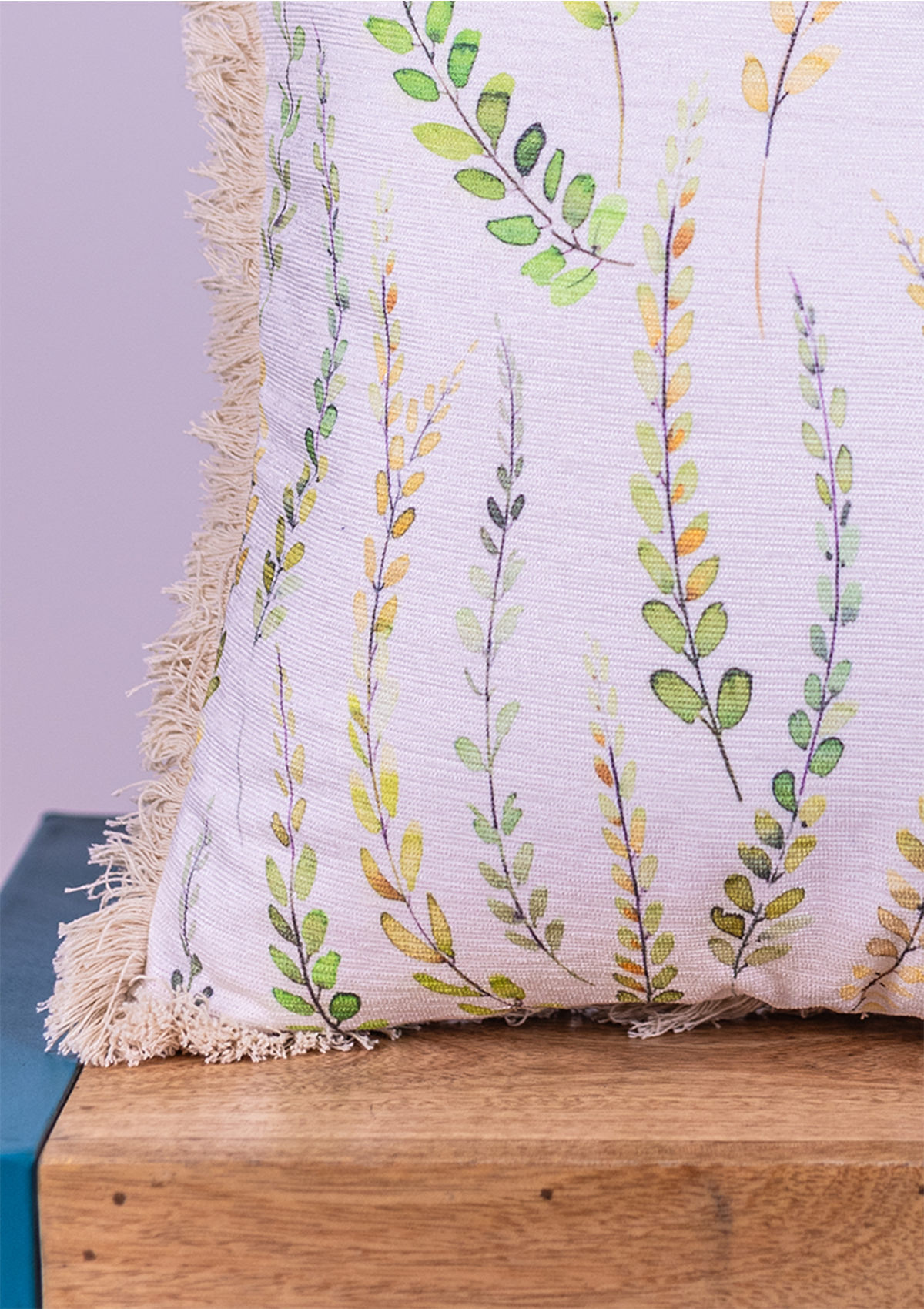 Green Long Leaf Lace Cushion Cover for Modern Decor