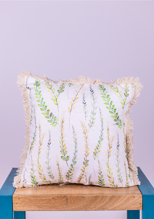 Green Long Leaf Lace Cushion Cover for Modern Decor