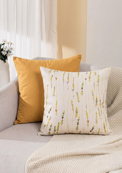 Green Long Leaf Printed Cushion Cover for Sofa &amp; Bed
