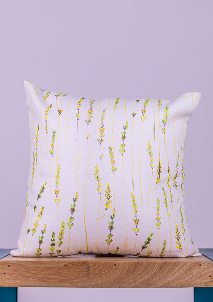 Green Long Leaf Printed Cushion Cover for Sofa &amp; Bed