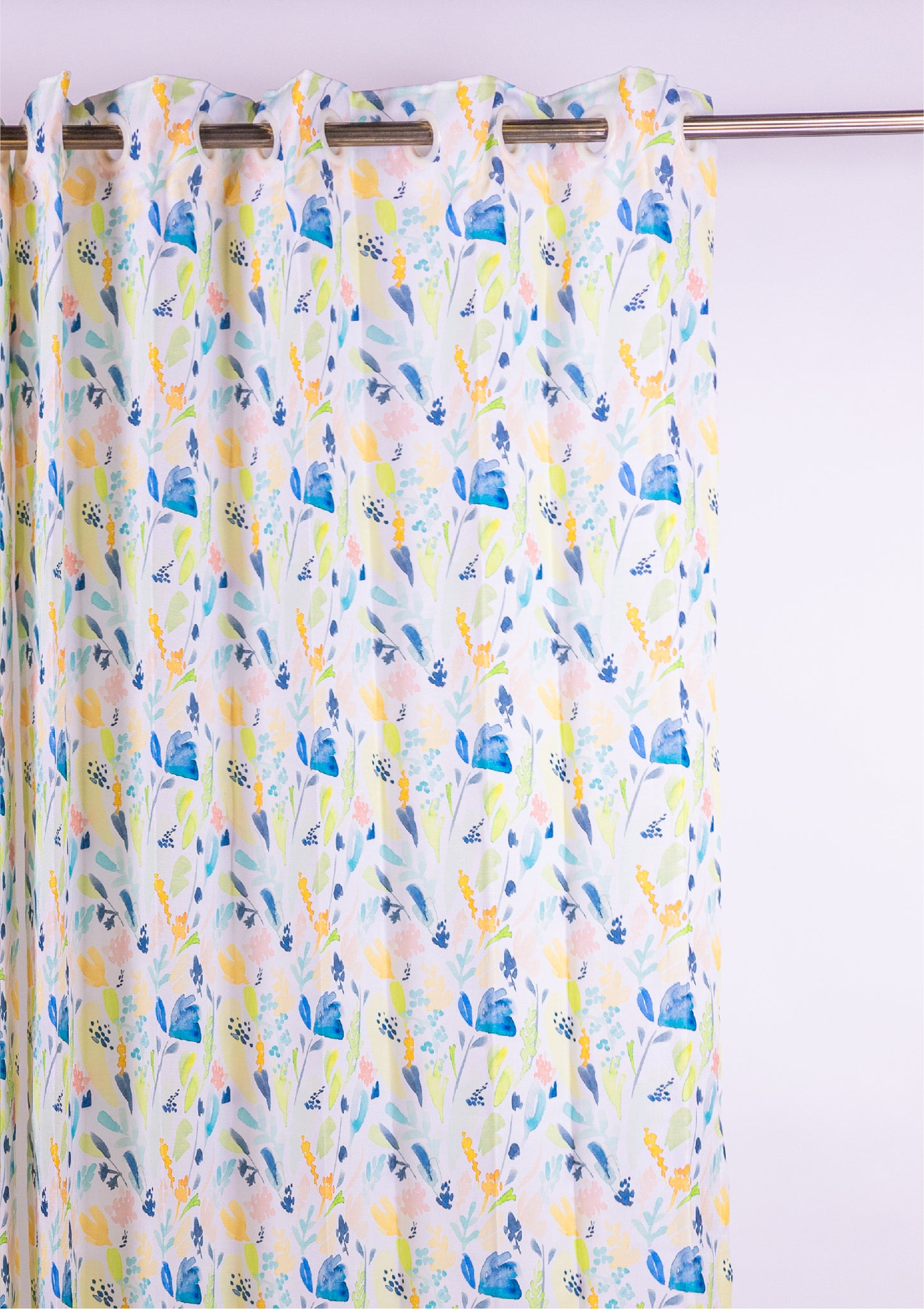 Green Color Curtain Watercolor Design Leaf Print Curtain for Doors, Curtain for Window Polyester Curtain Fabric