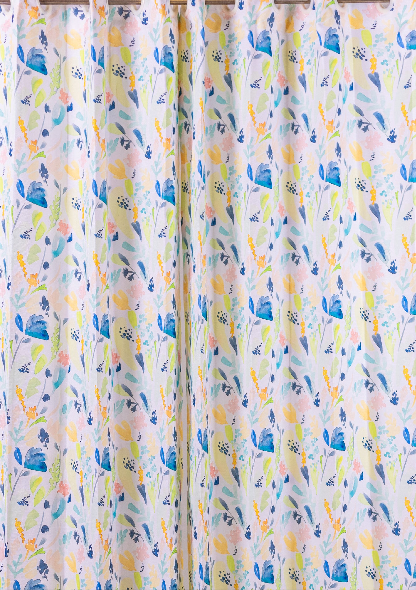 Green Color Curtain Watercolor Design Leaf Print Curtain for Doors, Curtain for Window Polyester Curtain Fabric