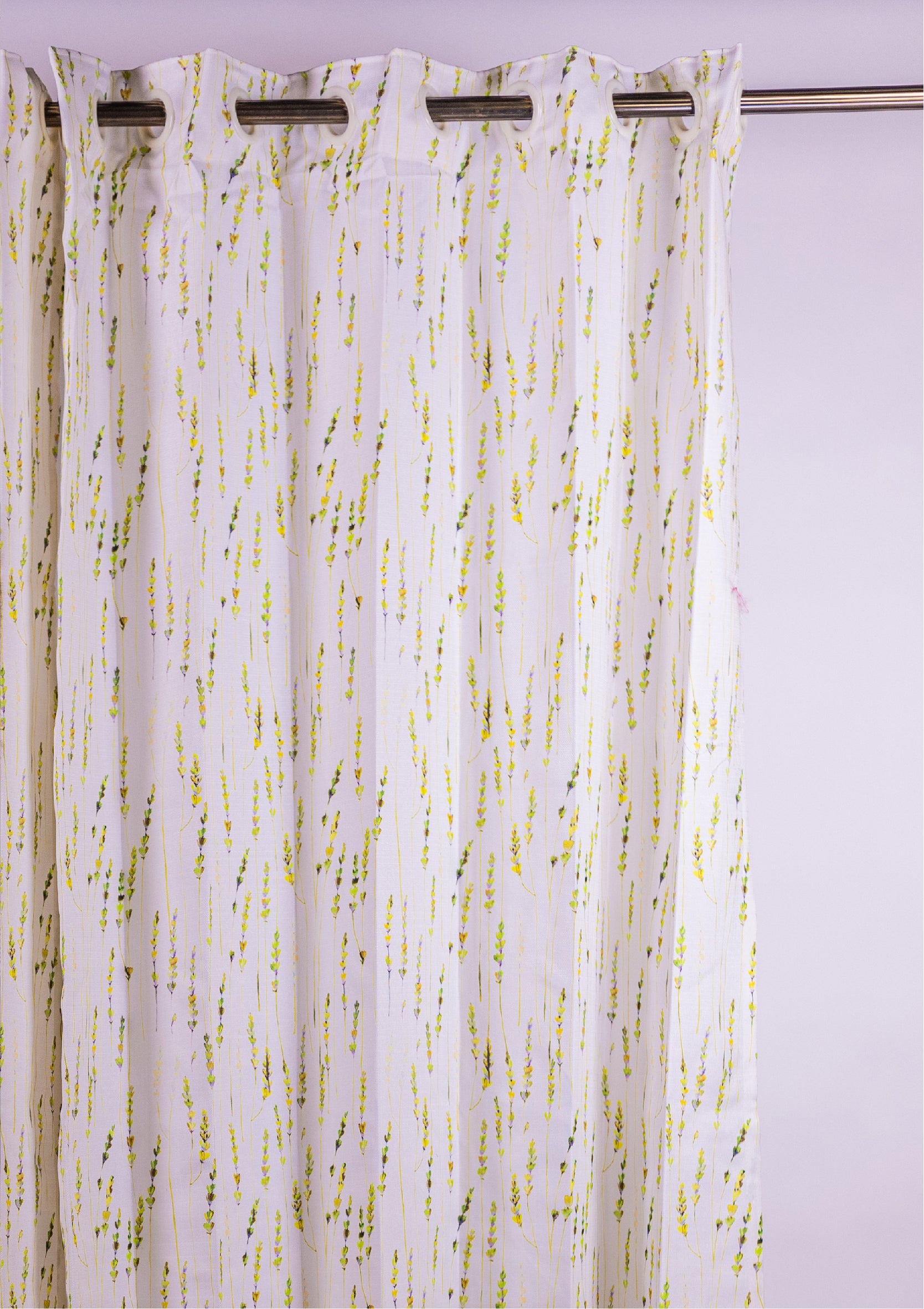 Green Color Curtain Watercolor Design Bajra Print Curtain for Doors, Curtain for Window Polyester Curtain Fabric ring
