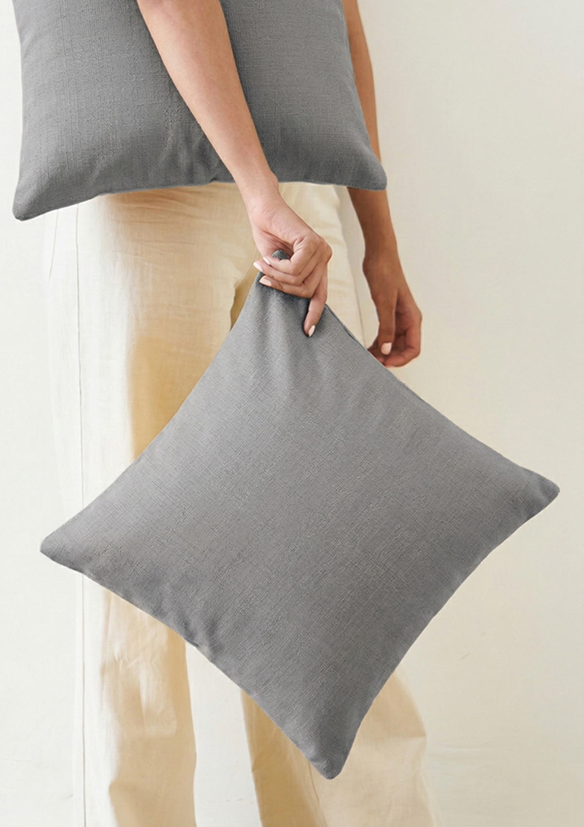 Grey Solid Cushion Cover for Modern Living Room