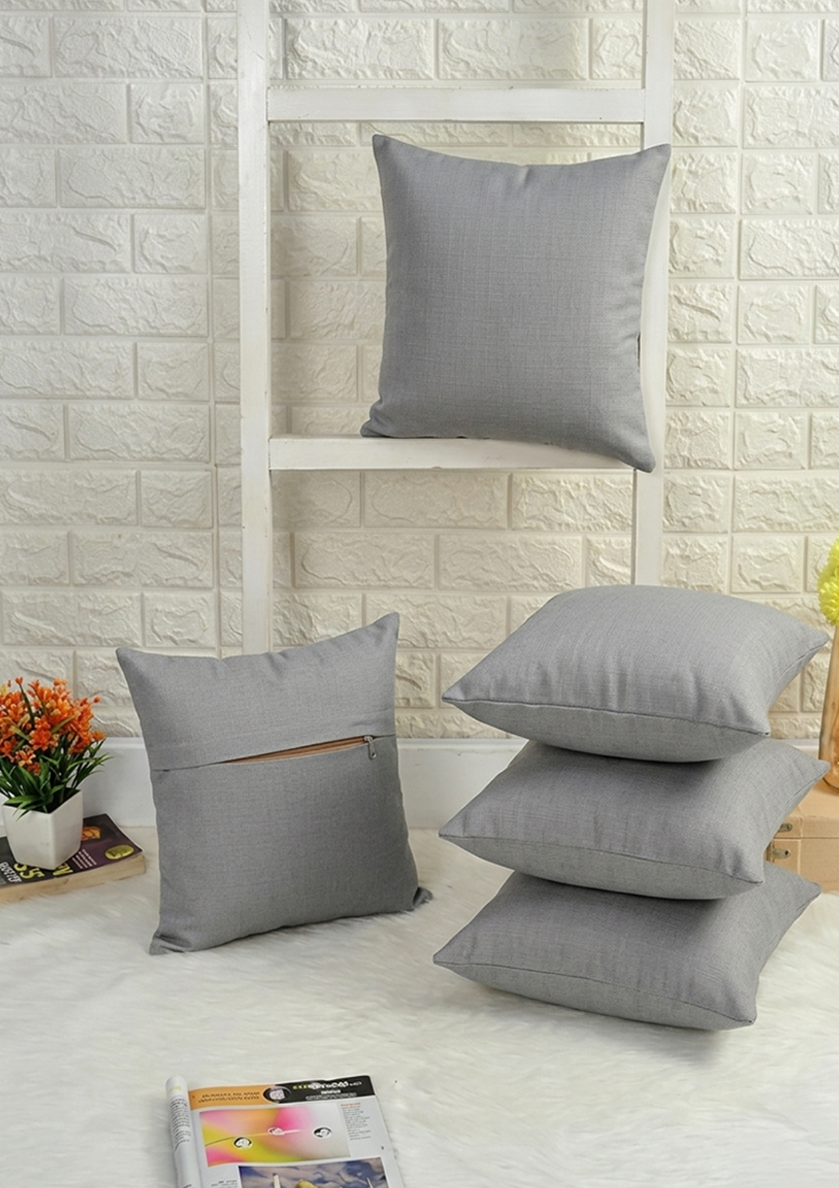 Grey Solid Cushion Cover for Modern Living Room