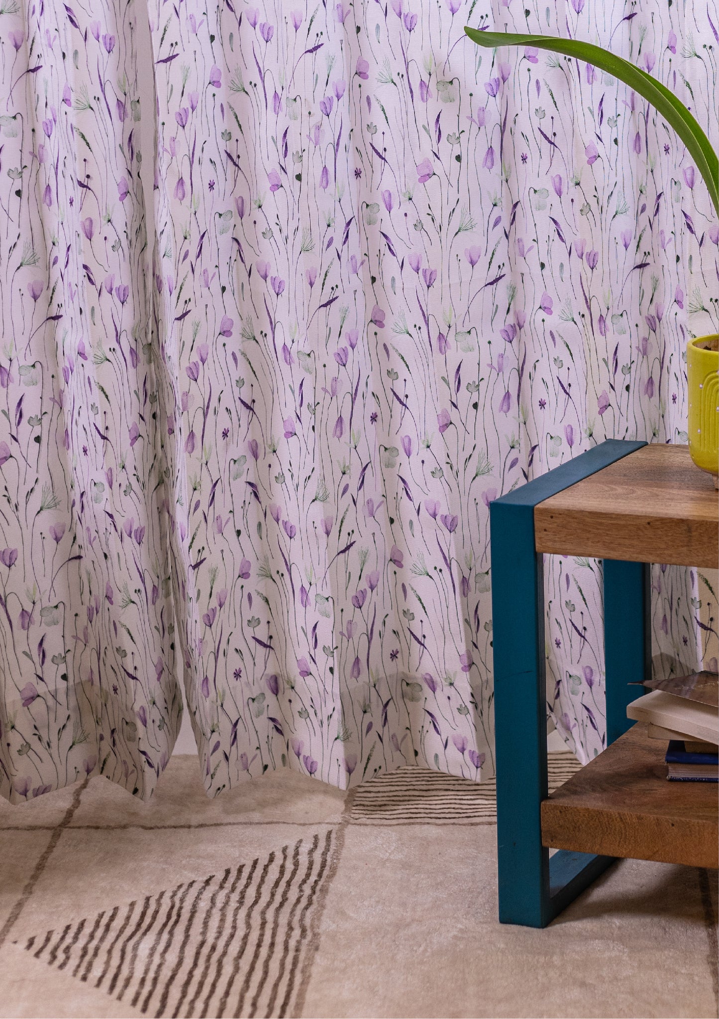 Lavender Watercolor Crocus Curtains for Doors & Windows close up bottom