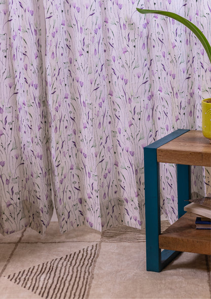 Lavender Watercolor Crocus Curtains for Doors & Windows close up bottom