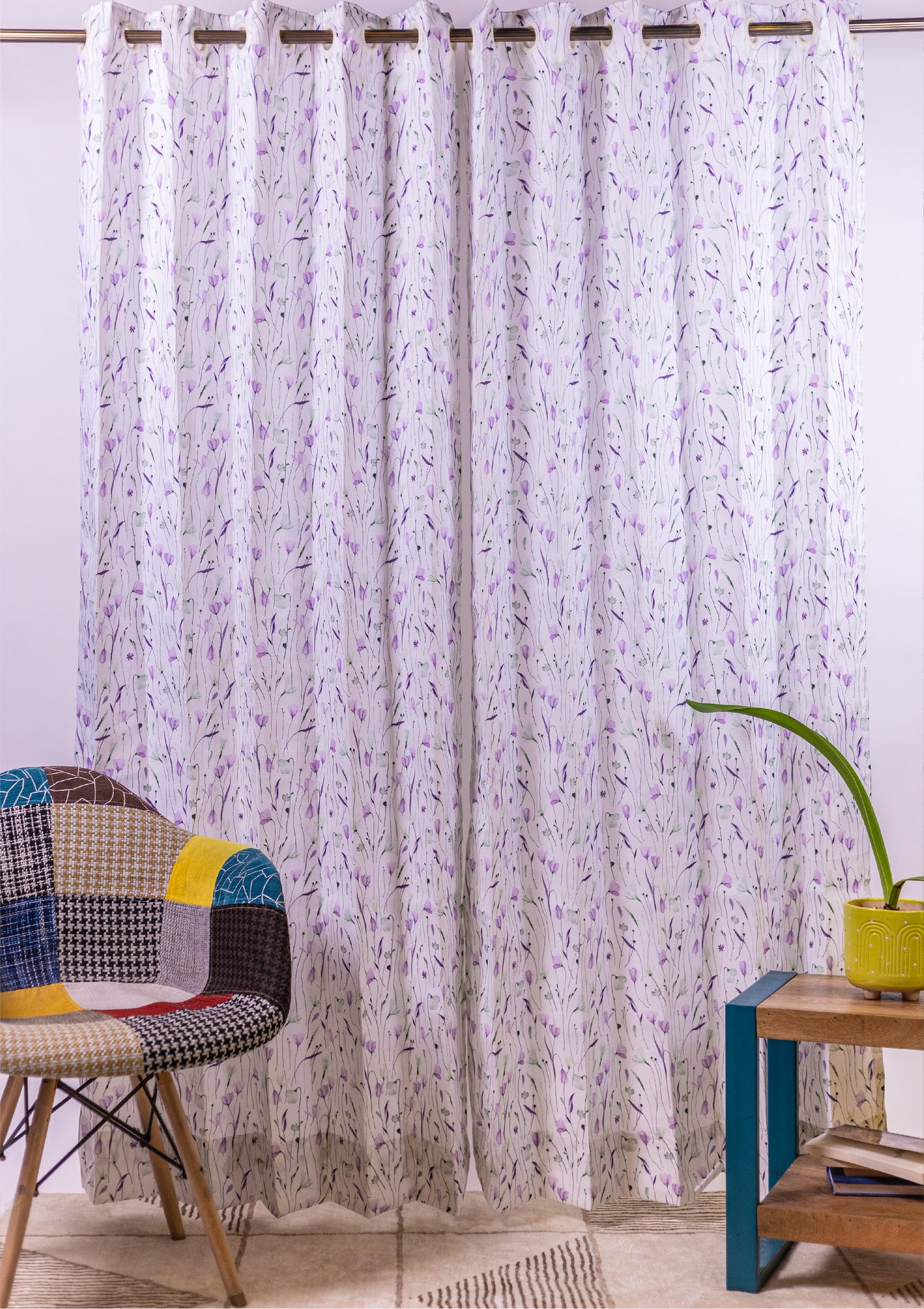 Lavender Watercolor Crocus Curtains for Doors & Windows full