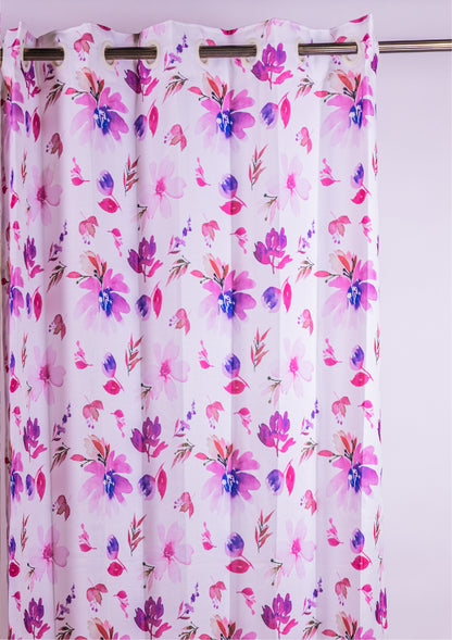 Lavender Color Curtain Watercolor Design Flower Print Curtain for Doors, Curtain for Window Polyester Curtain Fabric