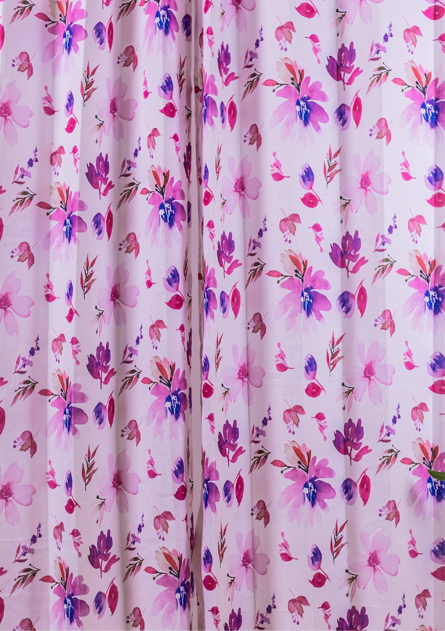 Lavender Color Curtain Watercolor Design Flower Print Curtain for Doors, Curtain for Window Polyester Curtain Fabric