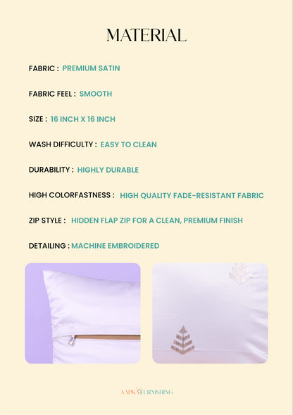 White Snowflake Embroidered Cushion Cover for Sofa & Bed