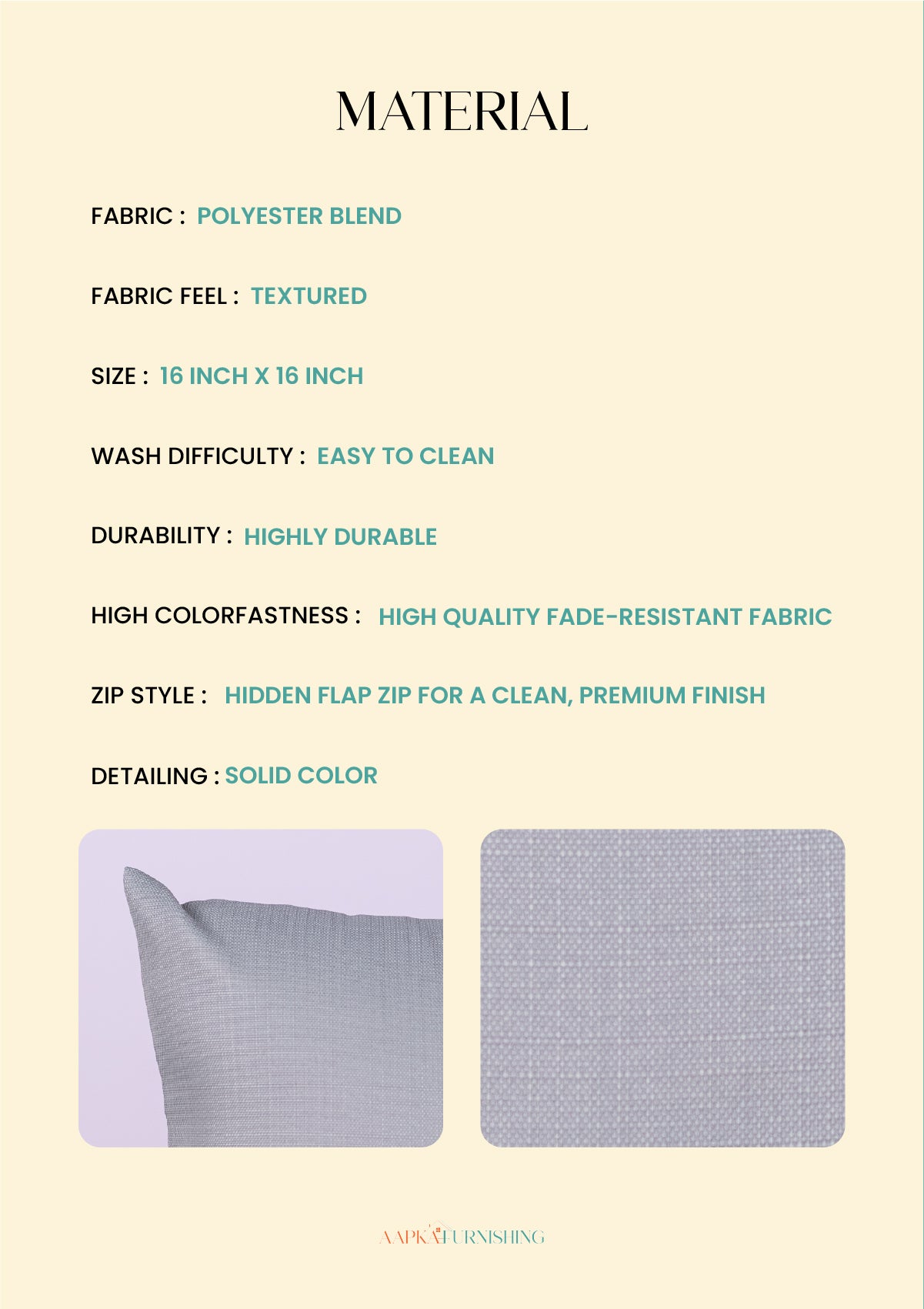 Grey Solid Cushion Cover for Modern Living Room