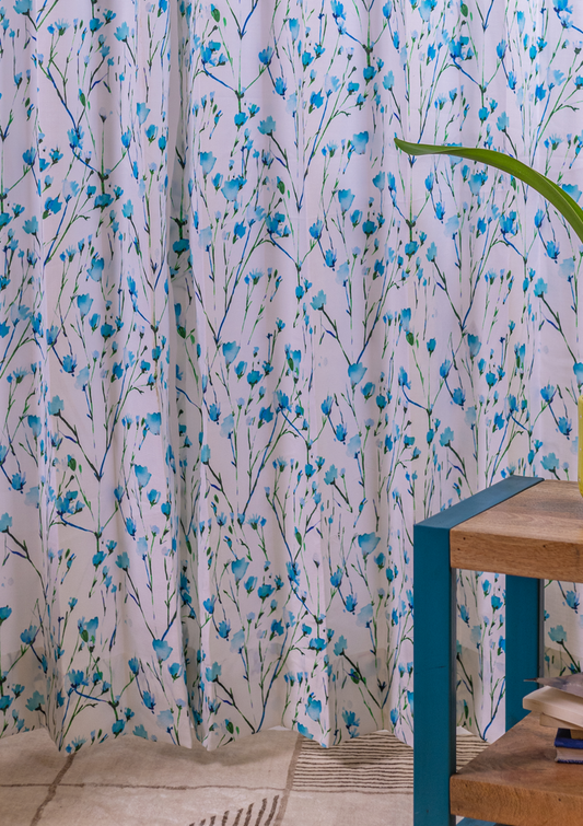 Water Color Design | Blue colored Flower Curtain