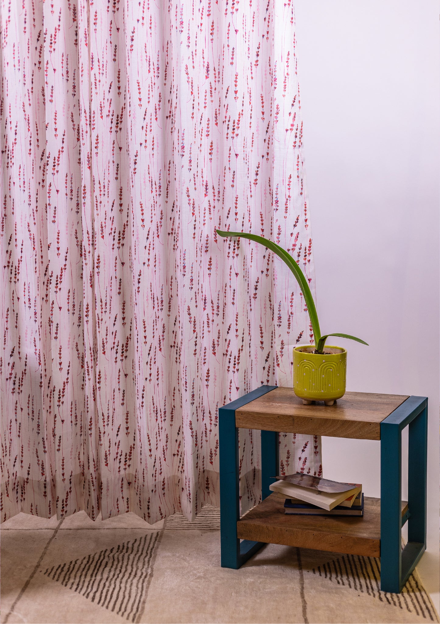 Maroon Color Curtain Watercolor Design Bajra Print Curtain for Doors, Curtain for Window Polyester Curtain Fabric main
