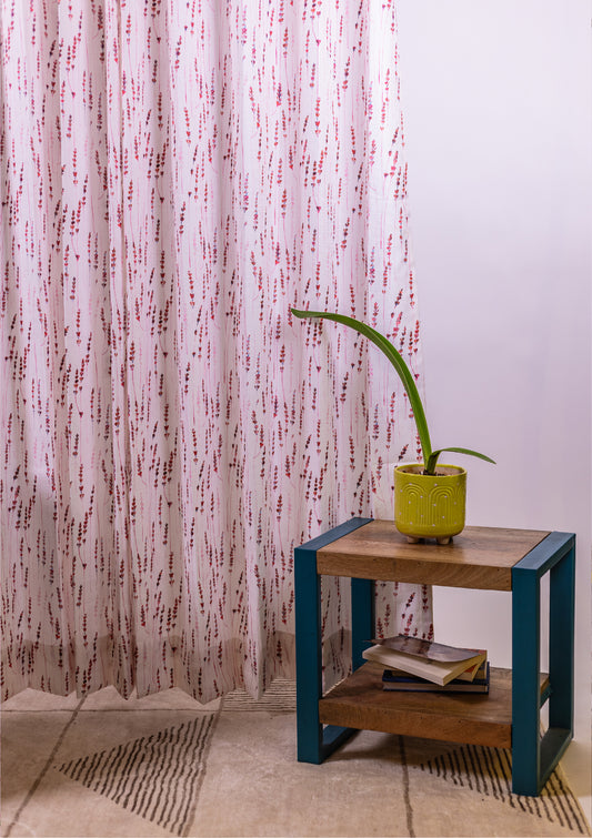 Maroon Color Curtain Watercolor Design Bajra Print Curtain for Doors, Curtain for Window Polyester Curtain Fabric main