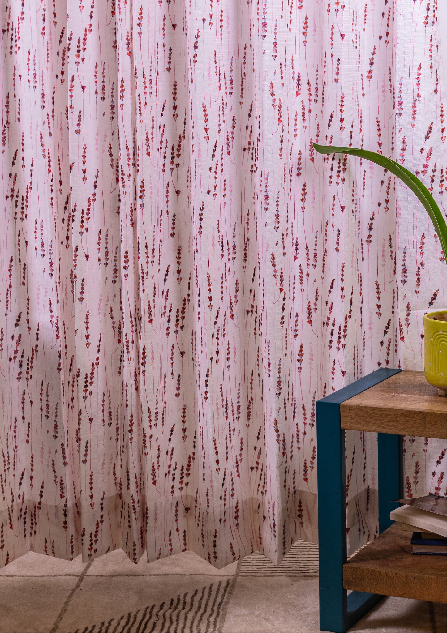 Maroon Color Curtain Watercolor Design Bajra Print Curtain for Doors, Curtain for Window Polyester Curtain Fabric full closeup