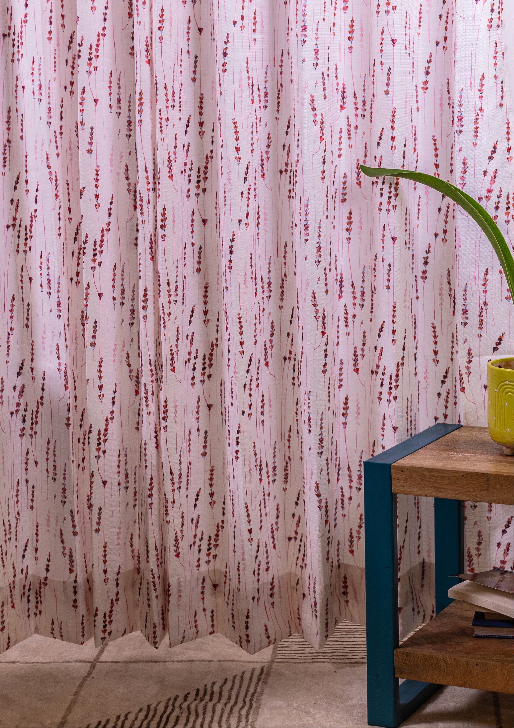 Maroon Color Curtain Watercolor Design Bajra Print Curtain for Doors, Curtain for Window Polyester Curtain Fabric full closeup