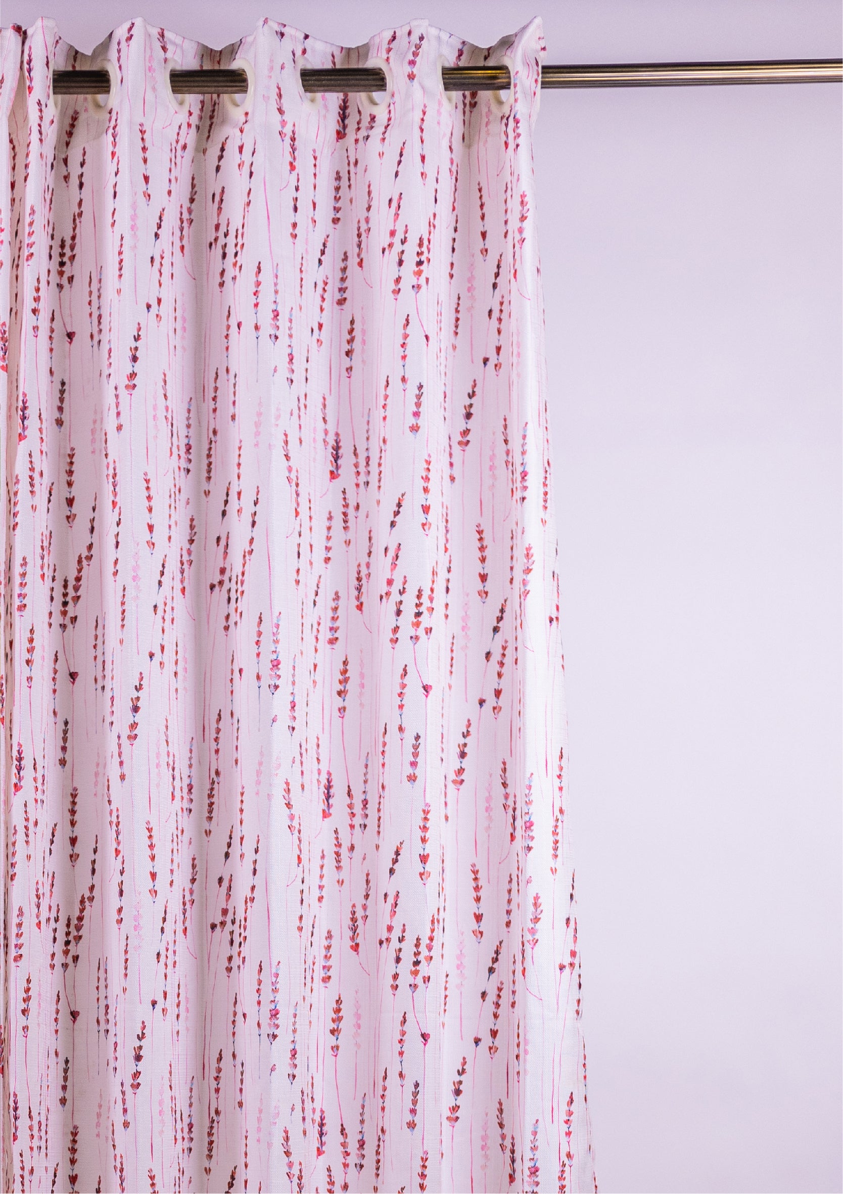 Maroon Color Curtain Watercolor Design Bajra Print Curtain for Doors, Curtain for Window Polyester Curtain Fabric ring closeup