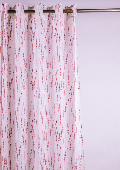Maroon Color Curtain Watercolor Design Bajra Print Curtain for Doors, Curtain for Window Polyester Curtain Fabric ring closeup