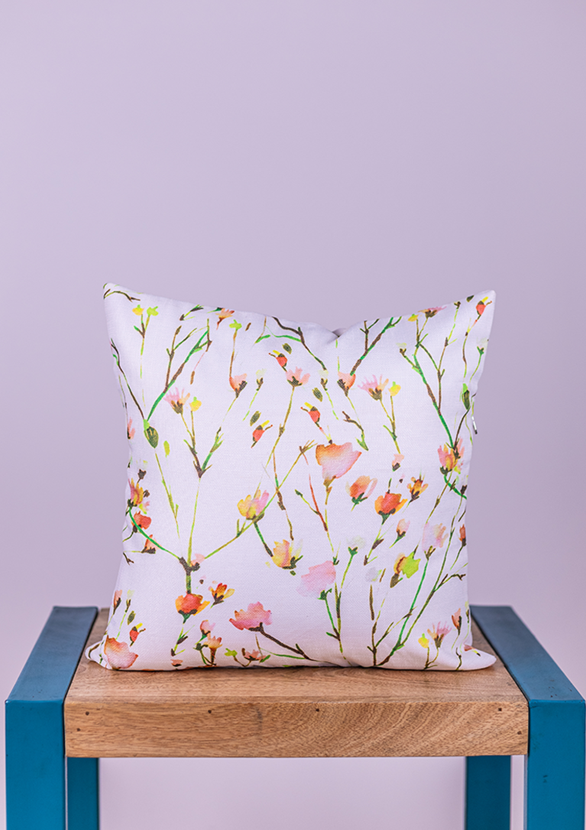 Multicolour Watercolor Floral Buds Cushion Cover for Living Room