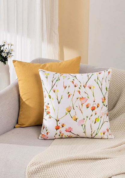Multicolour Watercolor Floral Buds Cushion Cover for Living Room