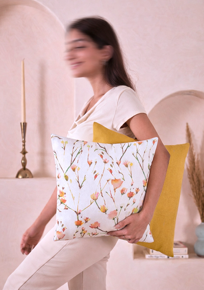 Multicolour Watercolor Floral Buds Cushion Cover for Living Room