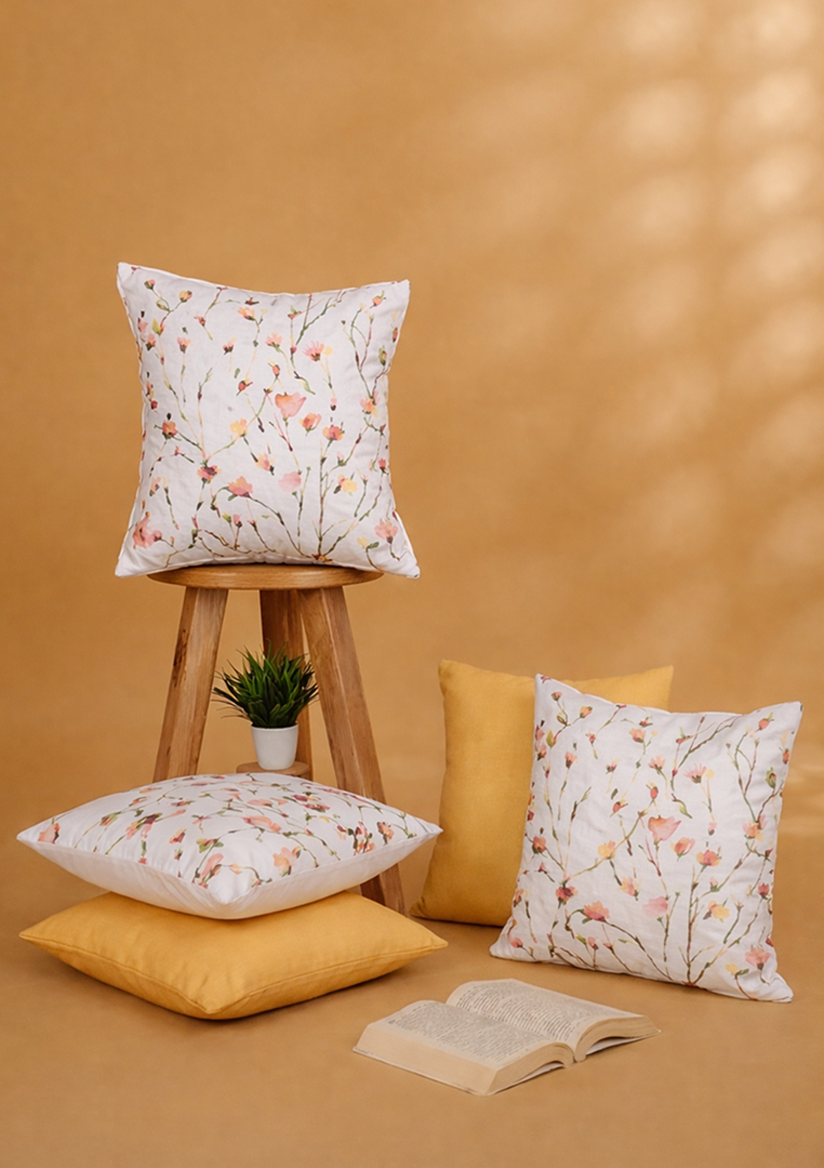 Multicolour Watercolor Floral Buds Cushion Cover for Living Room