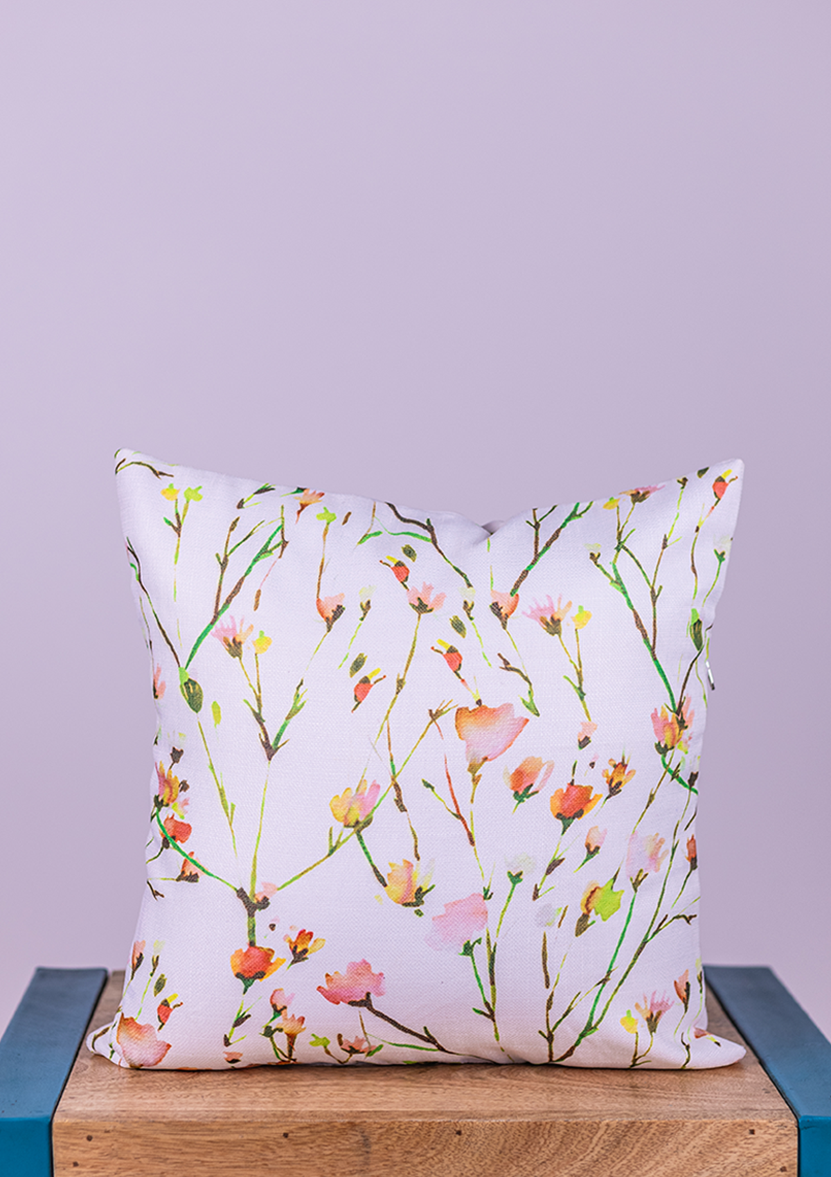 Multicolour Watercolor Floral Buds Cushion Cover for Living Room