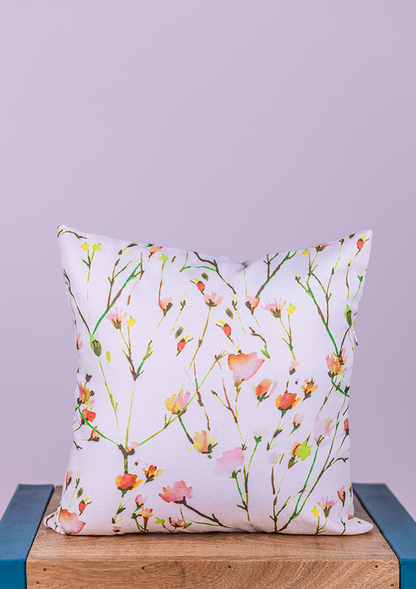 Multicolour Watercolor Floral Buds Cushion Cover for Living Room