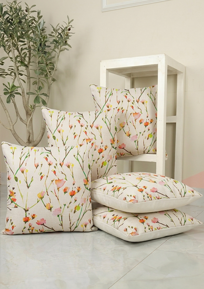 Multicolour Watercolor Floral Buds Cushion Cover for Living Room