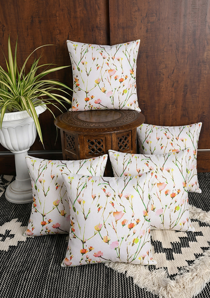 Multicolour Watercolor Floral Buds Cushion Cover for Living Room