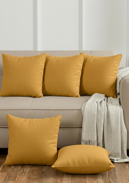 Mustard Solid Cushion Cover for Sofa & Bed