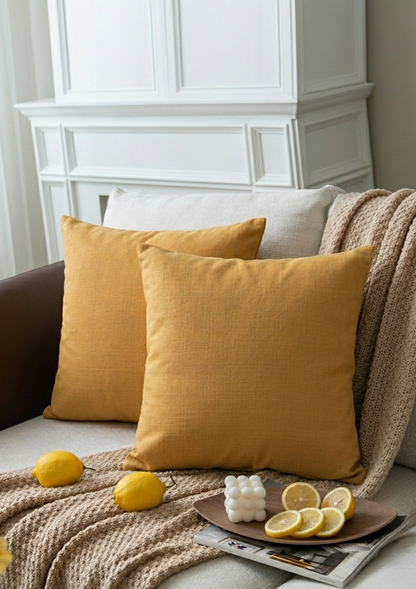 Mustard Solid Cushion Cover for Sofa & Bed