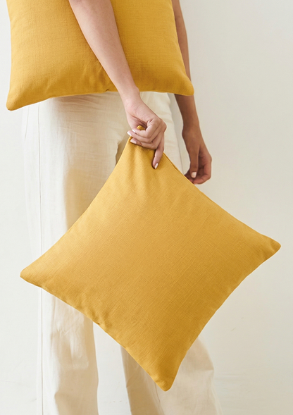 Mustard Solid Cushion Cover for Sofa & Bed